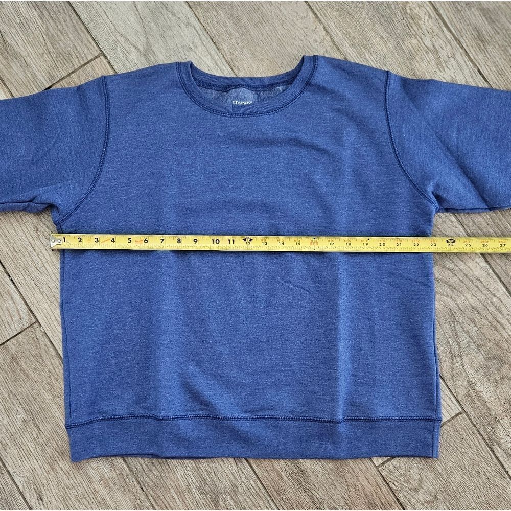 Hanes Soft Sweats Heathered Blue Long Sleeve Crew Neck Sweatshirt Size L - Picture 4 of 8